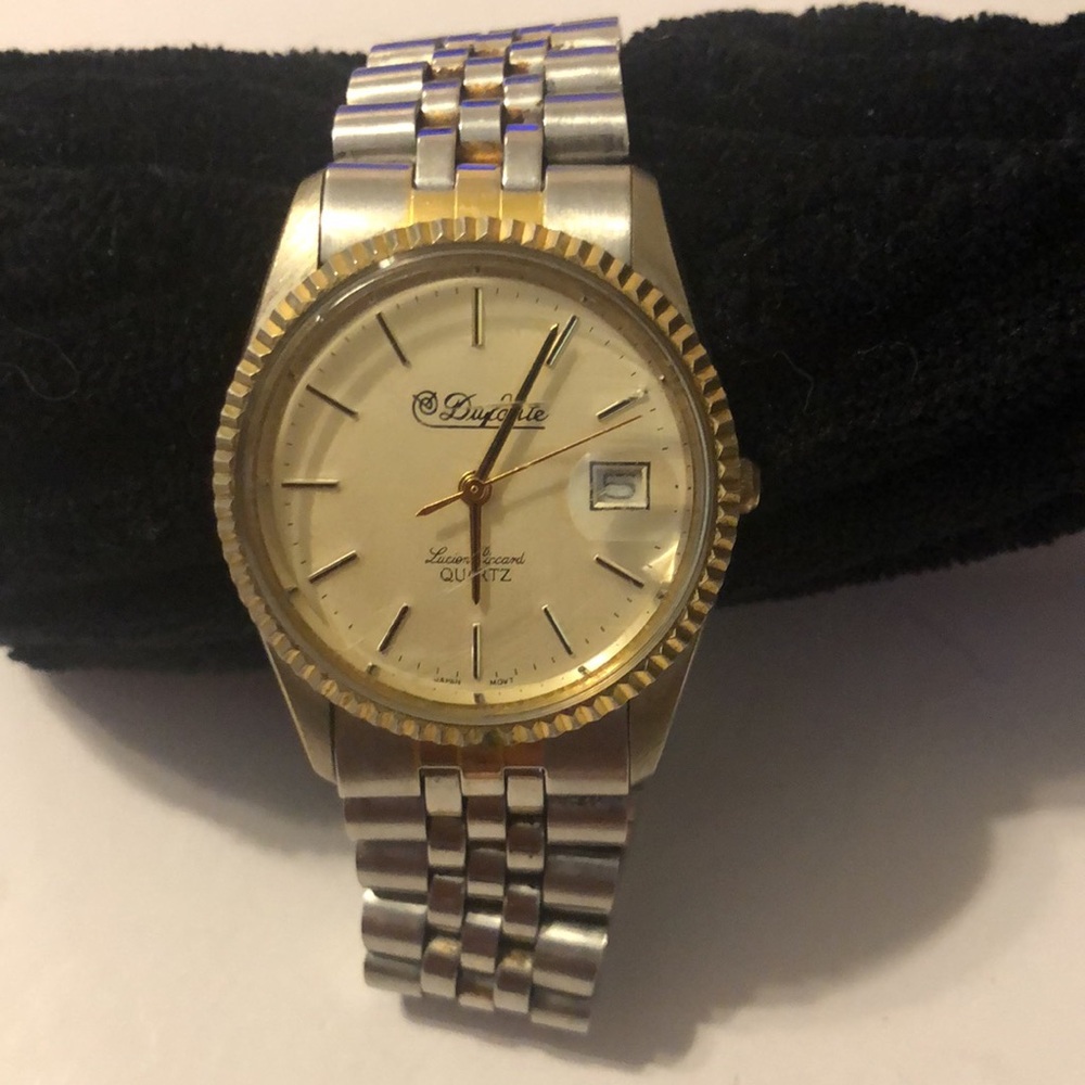 Sale 💚 Vintage Dufonte Lucien Piccard President Watch Two Tone Date New Battery
